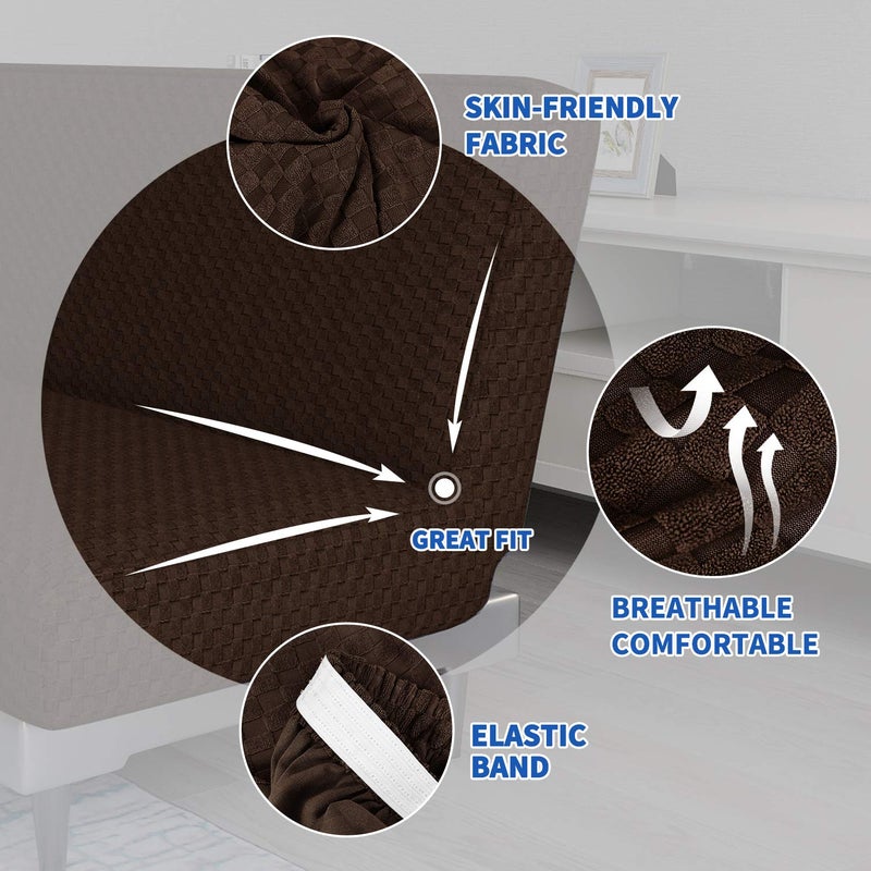 MAXIJIN Jacquard Futon Cover Stretch Armless Futon Sofa Cover Soft Futon Slipcover with Elastic Bottom Thick Sofa Bed Furniture Protector Covers, Machine Washable (Dark Coffee) - Image 3